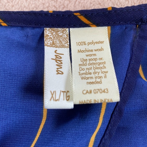 Striped Navy Wrap Chiffon Top - XL - Picture 4 of 4